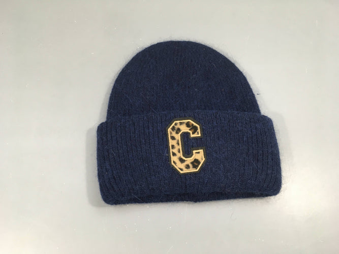 Bonnet bleu C, 20%  angora, moins cher chez Petit Kiwi