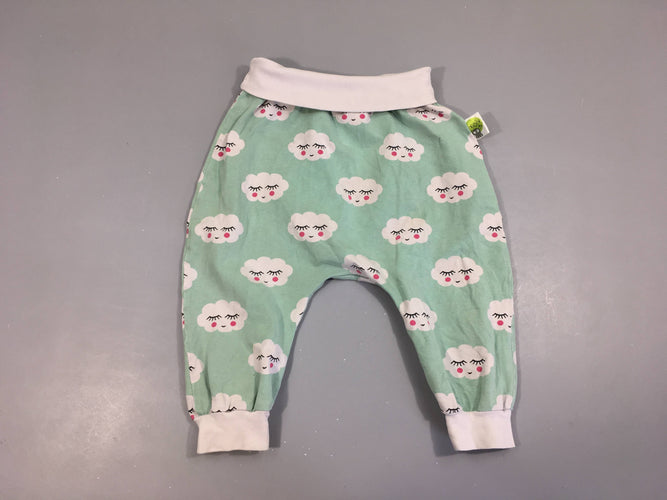 Pantalon sarouel jersey bleu clair nuages Mushi, moins cher chez Petit Kiwi