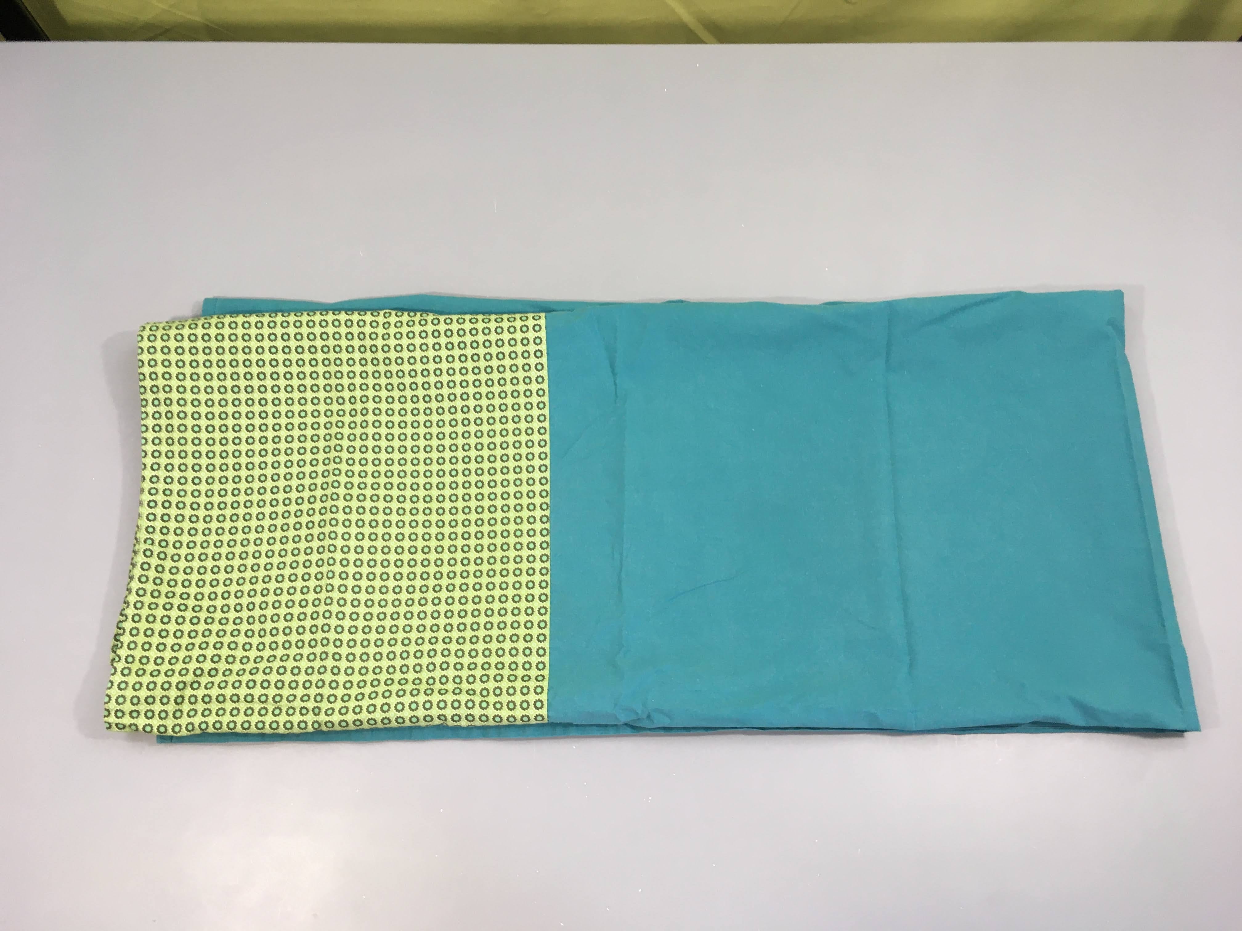 Mundo melocoton drap plat bleu/vert fleuri pour lit 60x120cm