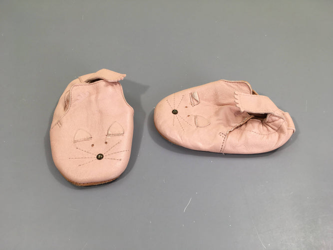 Chaussons en cuir rose pâle souris Easy Peasy-Semelles anti-dérapantes, moins cher chez Petit Kiwi