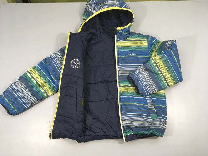 Veste de ski réversible bleue rayé vert anis-vert Wed'ze, moins cher chez Petit Kiwi