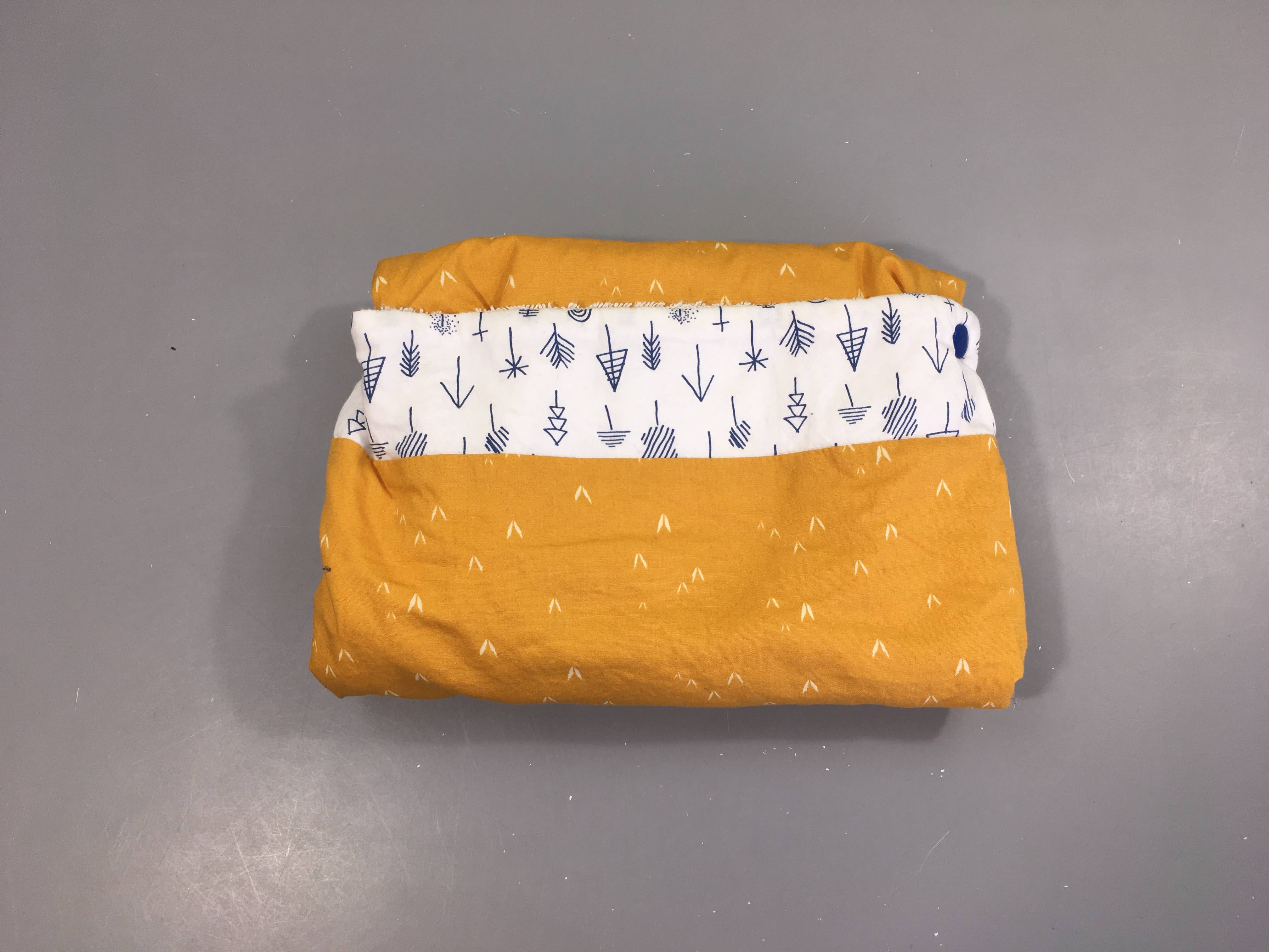 Tapis à langer bi-matière coton moutarde/blanc Timothé & Toi