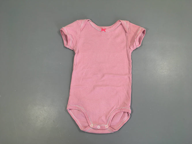 Body m.c blanc rayé rose noeud, moins cher chez Petit Kiwi