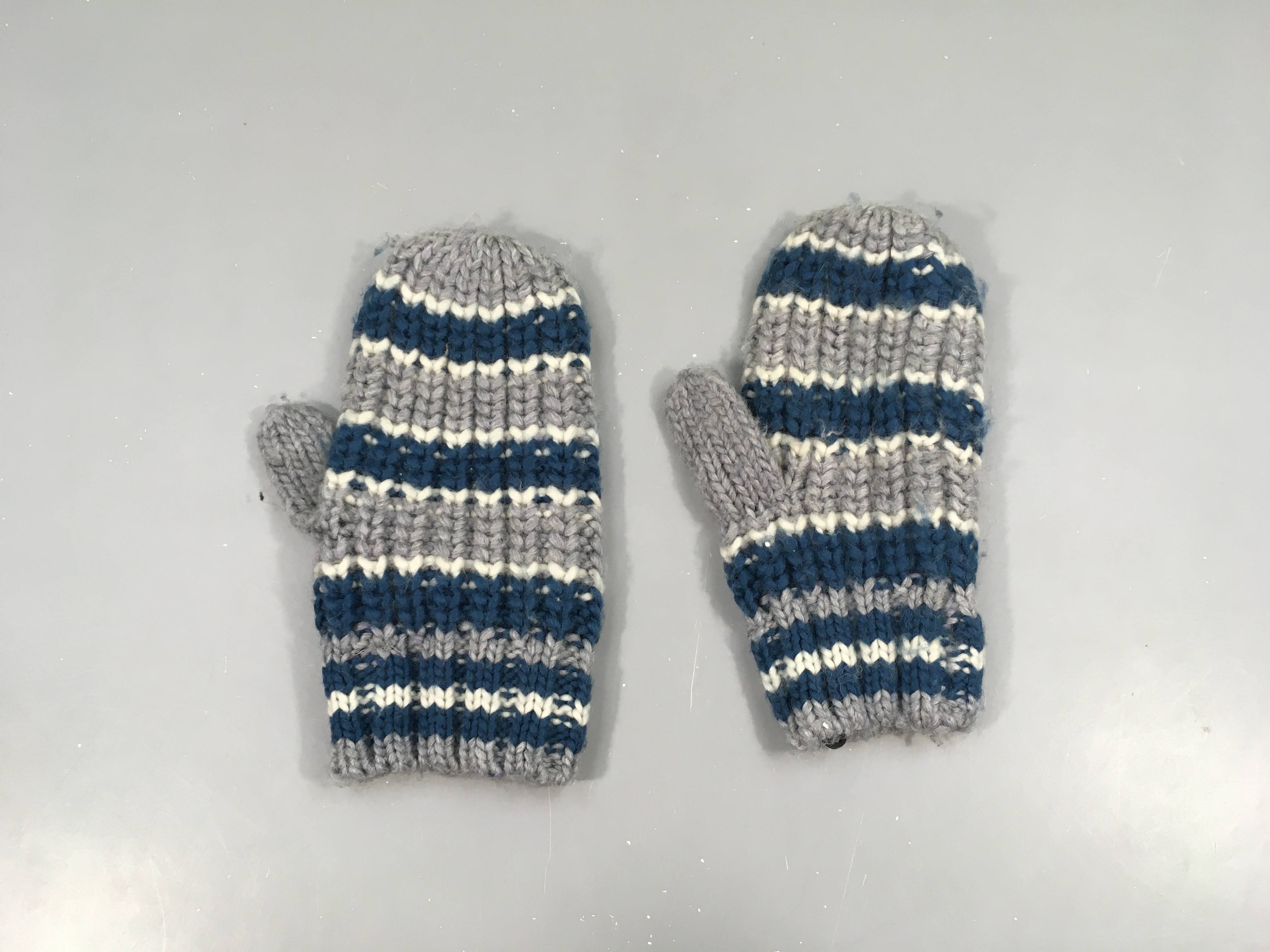 Moufles mailles rayé bleu