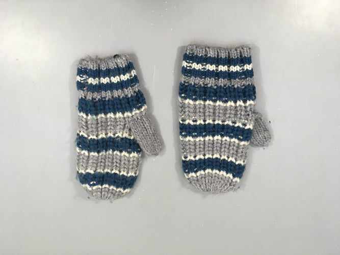 Moufles mailles rayé bleu, moins cher chez Petit Kiwi