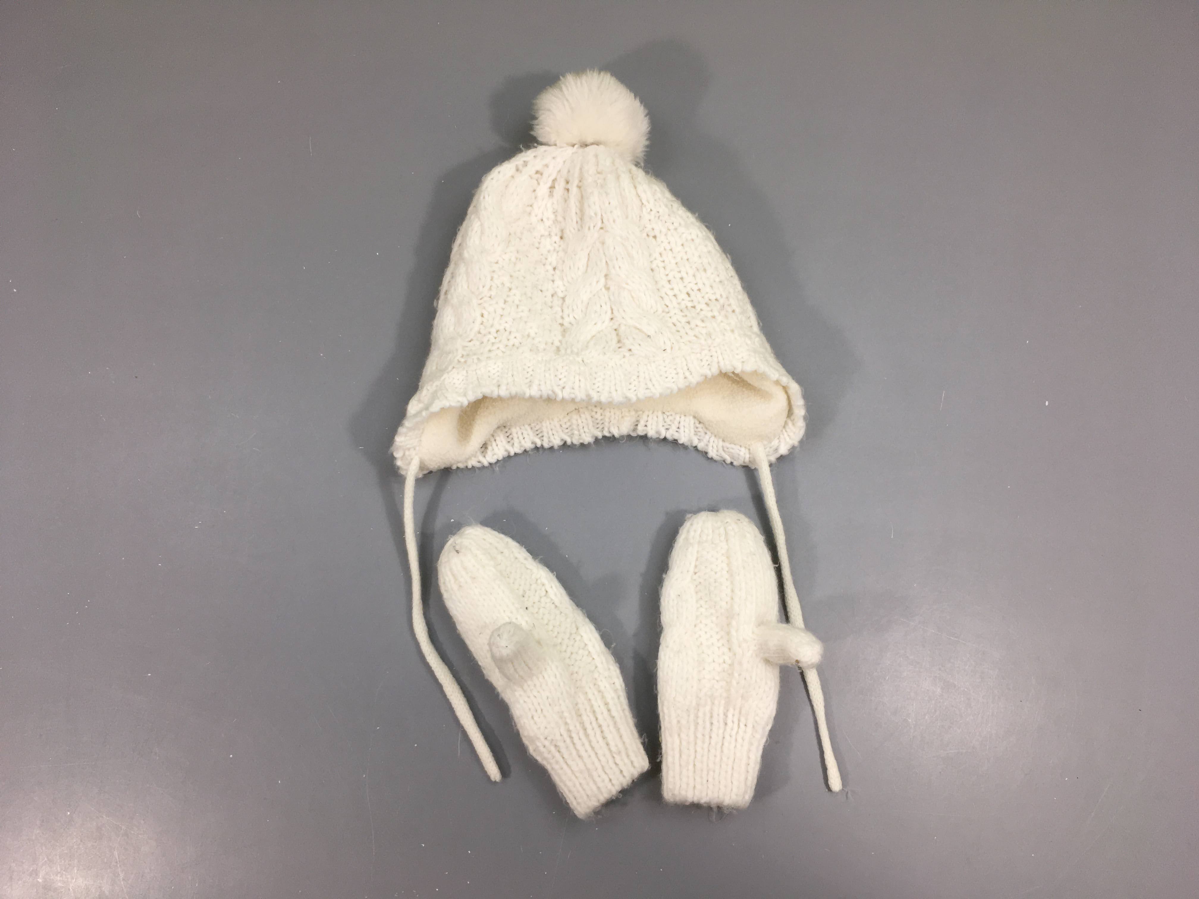 Bonnet blanc + moufles