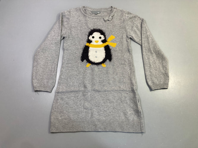Robe pull grise pingouin, moins cher chez Petit Kiwi