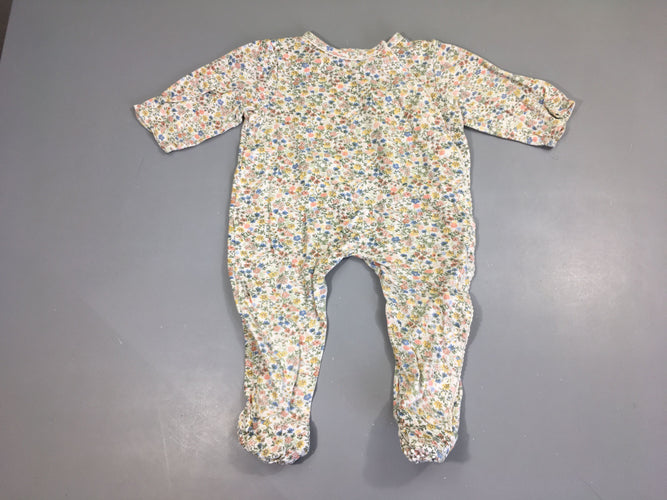 Pyjama jersey blanc fleuri vert bleu jaune, moins cher chez Petit Kiwi