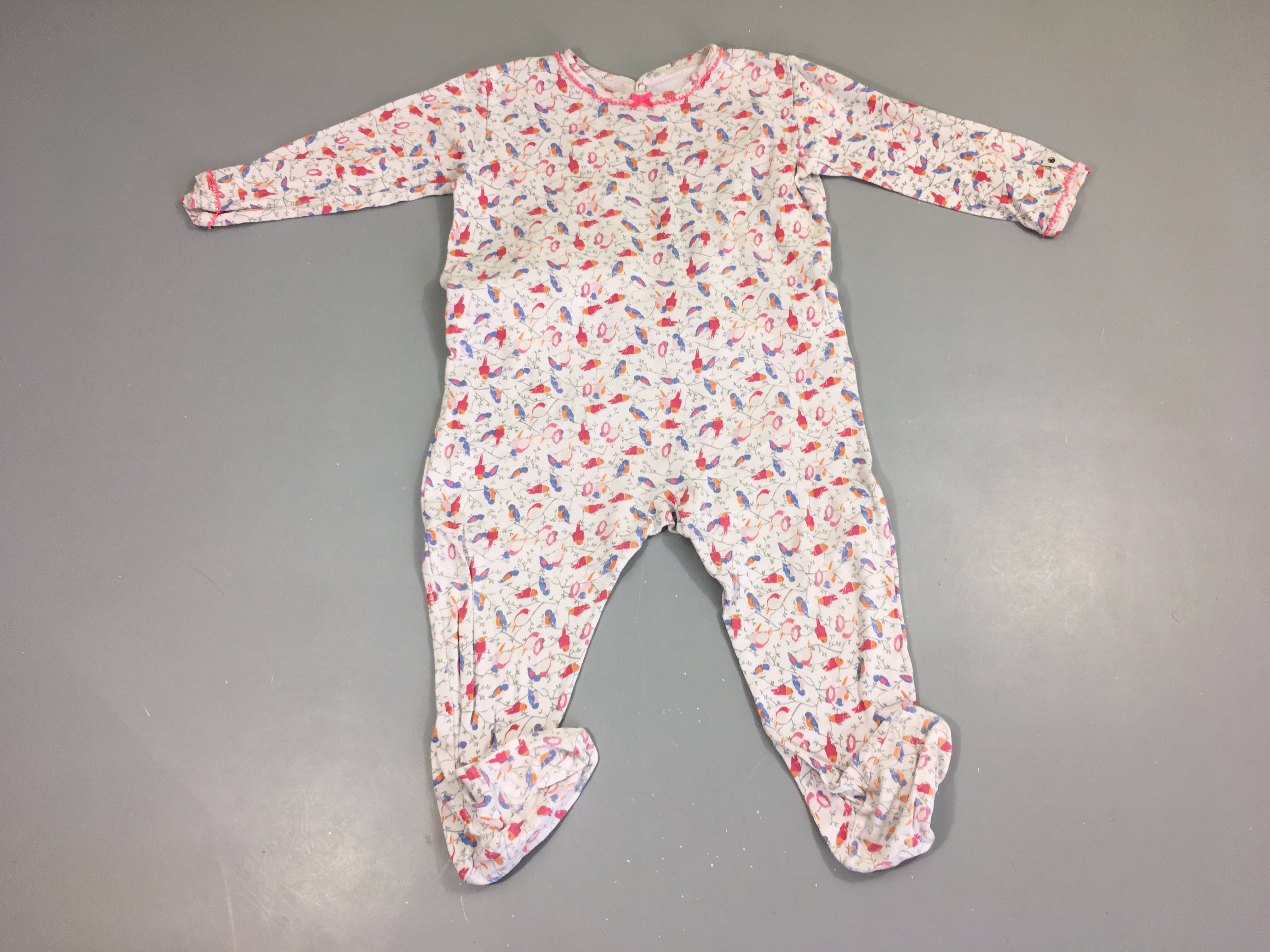 Pyjama jersey blanc oiseaux