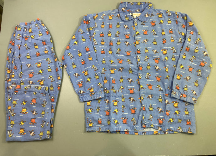 Pyjama 2 pièces bleu pingouins-bouloché, moins cher chez Petit Kiwi