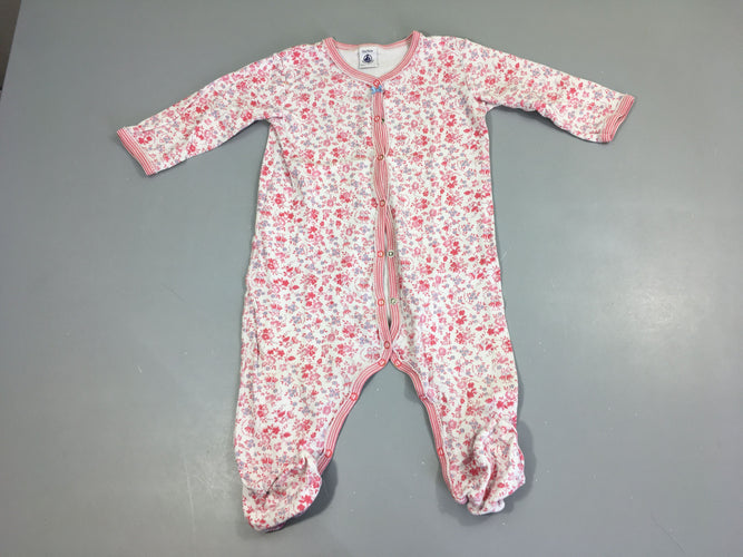 Pyjama jersey blanc fleuri filles roses, moins cher chez Petit Kiwi