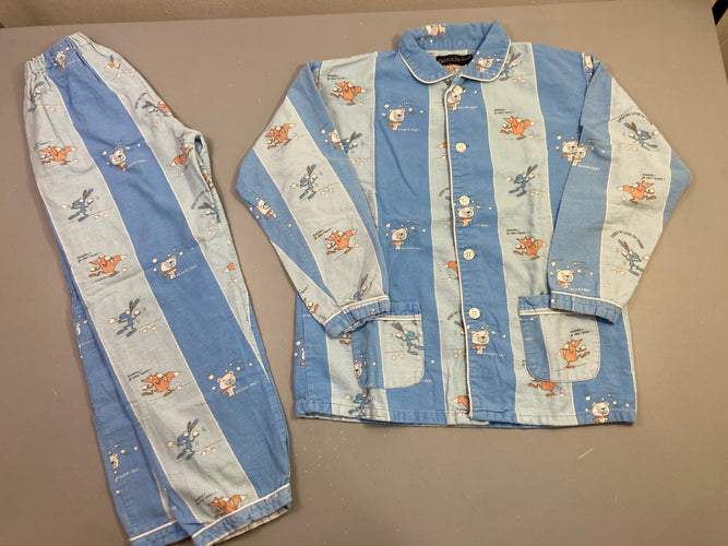 Pyjama 2 pièces bleu rayé animaux-Bouloché, moins cher chez Petit Kiwi