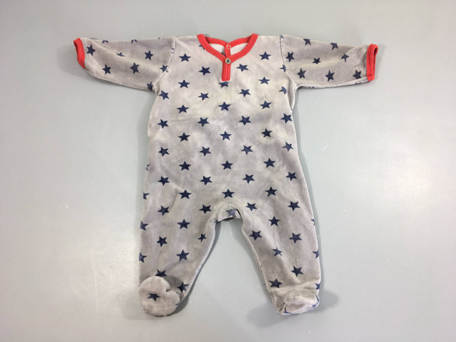 Pyjama velours gris étoiles bleues, moins cher chez Petit Kiwi