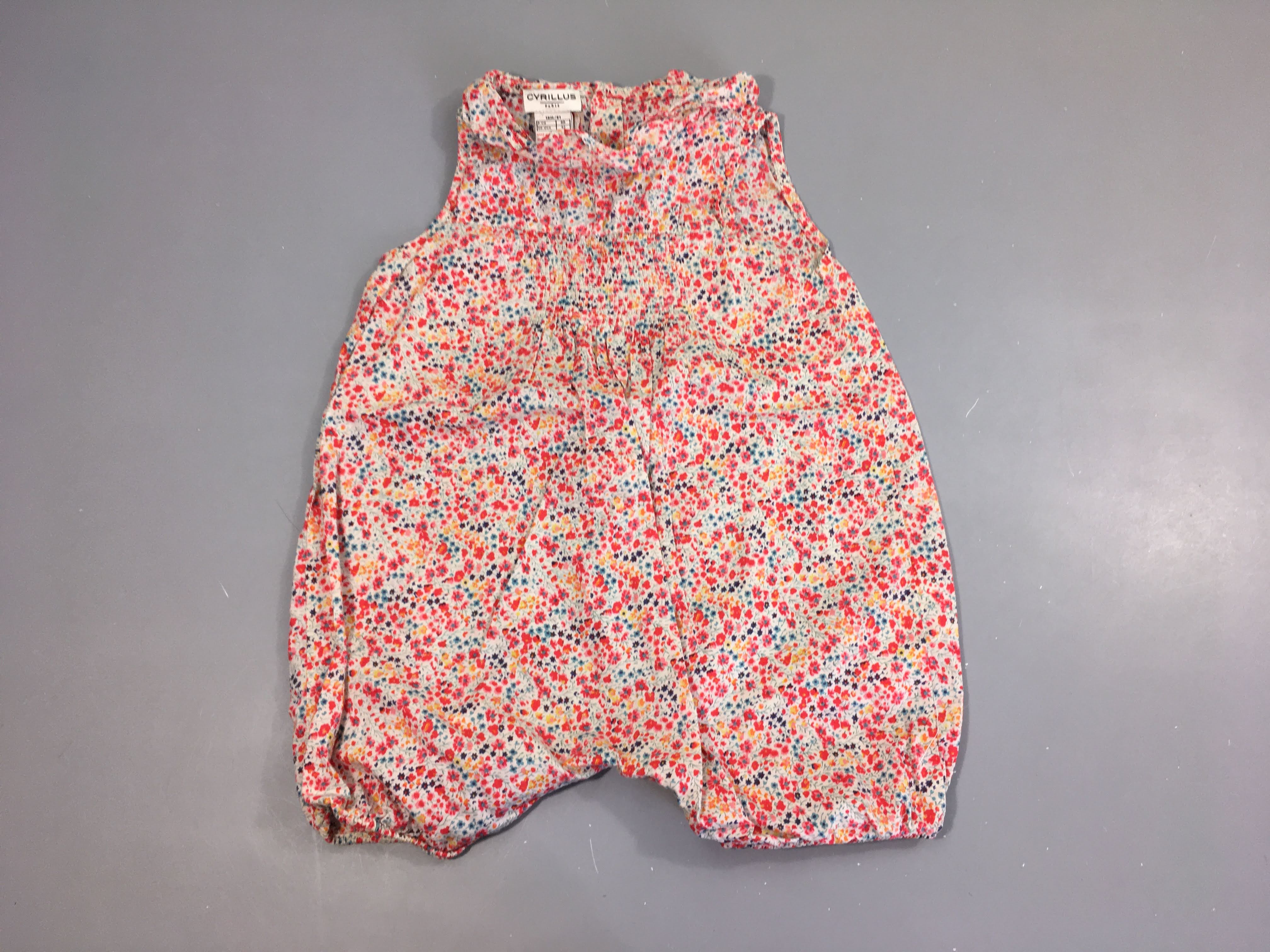 Combishort grise fleurie rose bleu s.moks