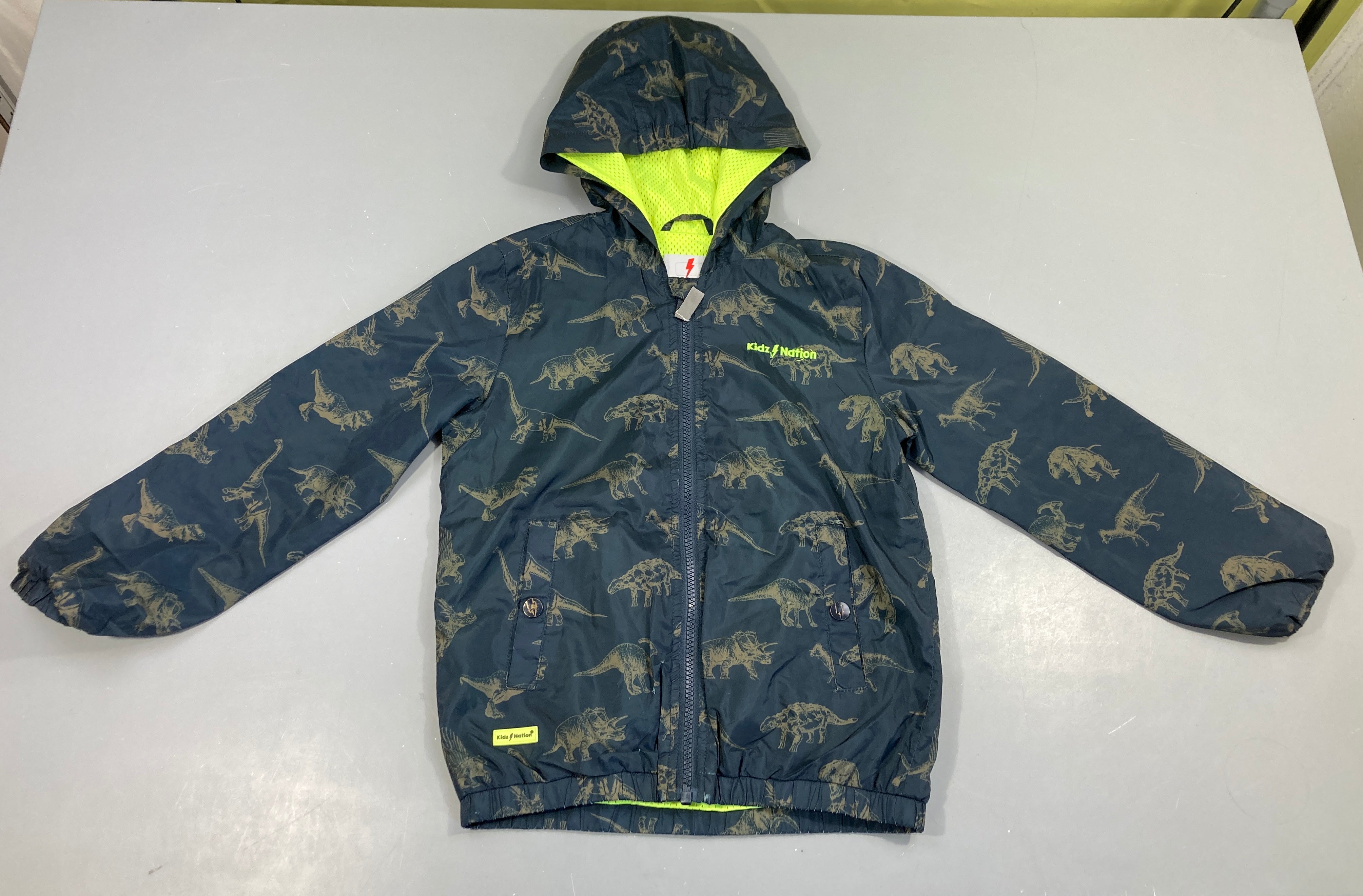 Veste coupe-vent bleu foncé dino à capuche