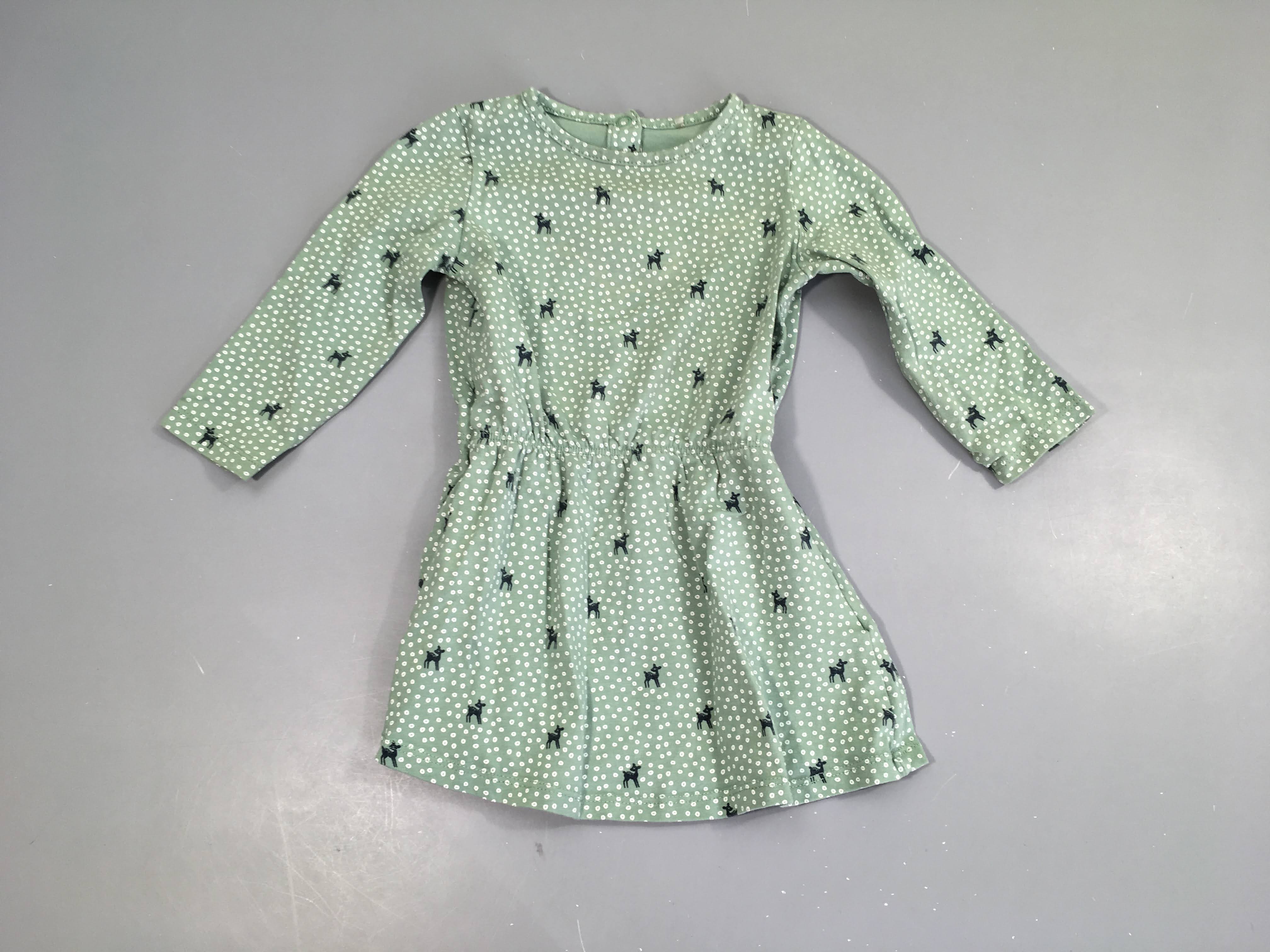 Robe m.l jersey verte biches points blancs