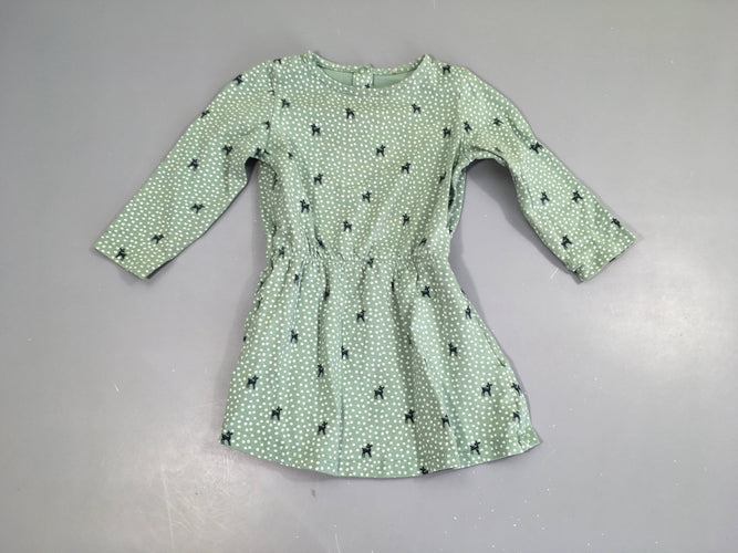Robe m.l jersey verte biches points blancs, moins cher chez Petit Kiwi