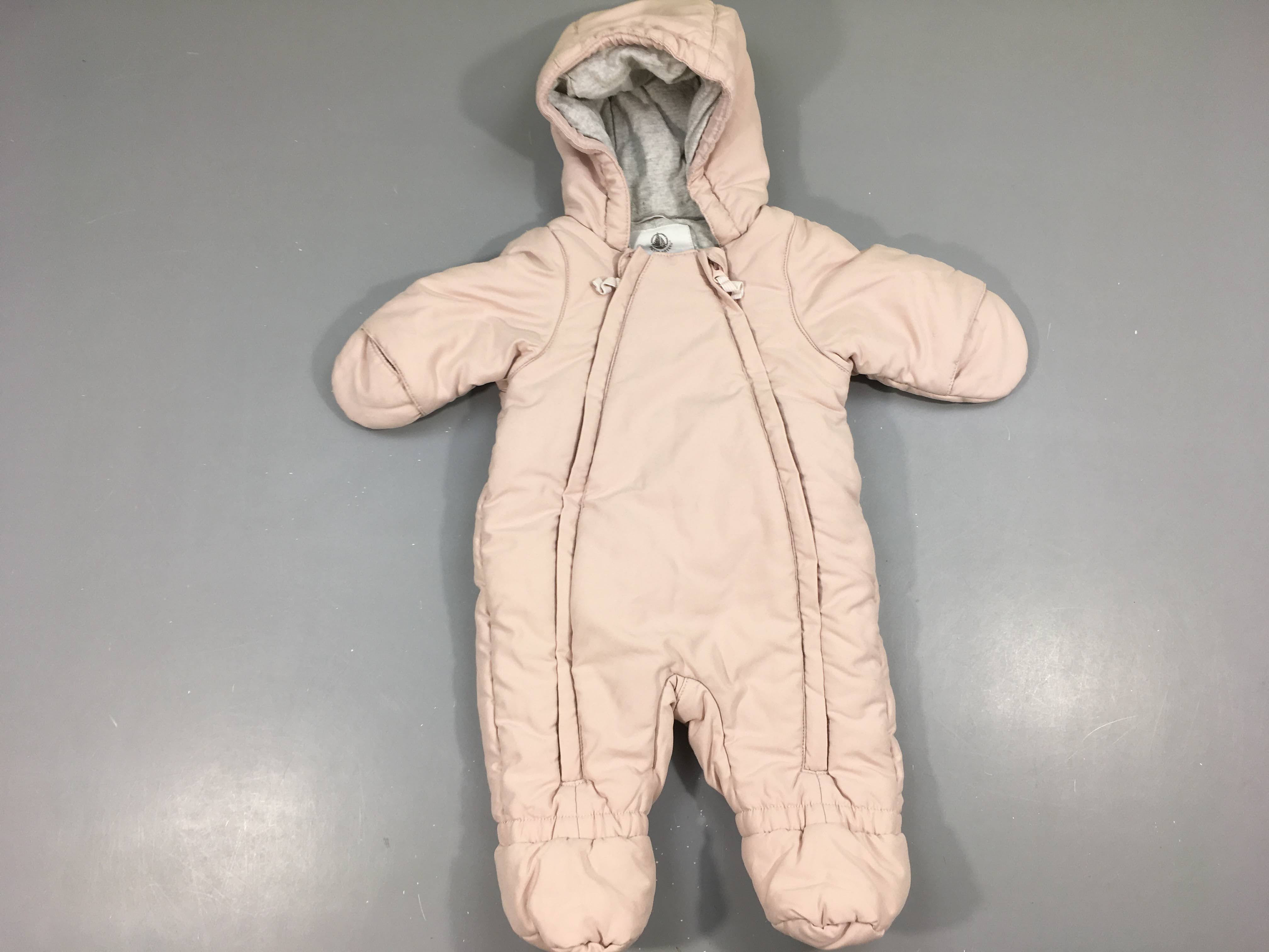 Combi pilote rose pâle doublé jersey gris chiné à capuche
