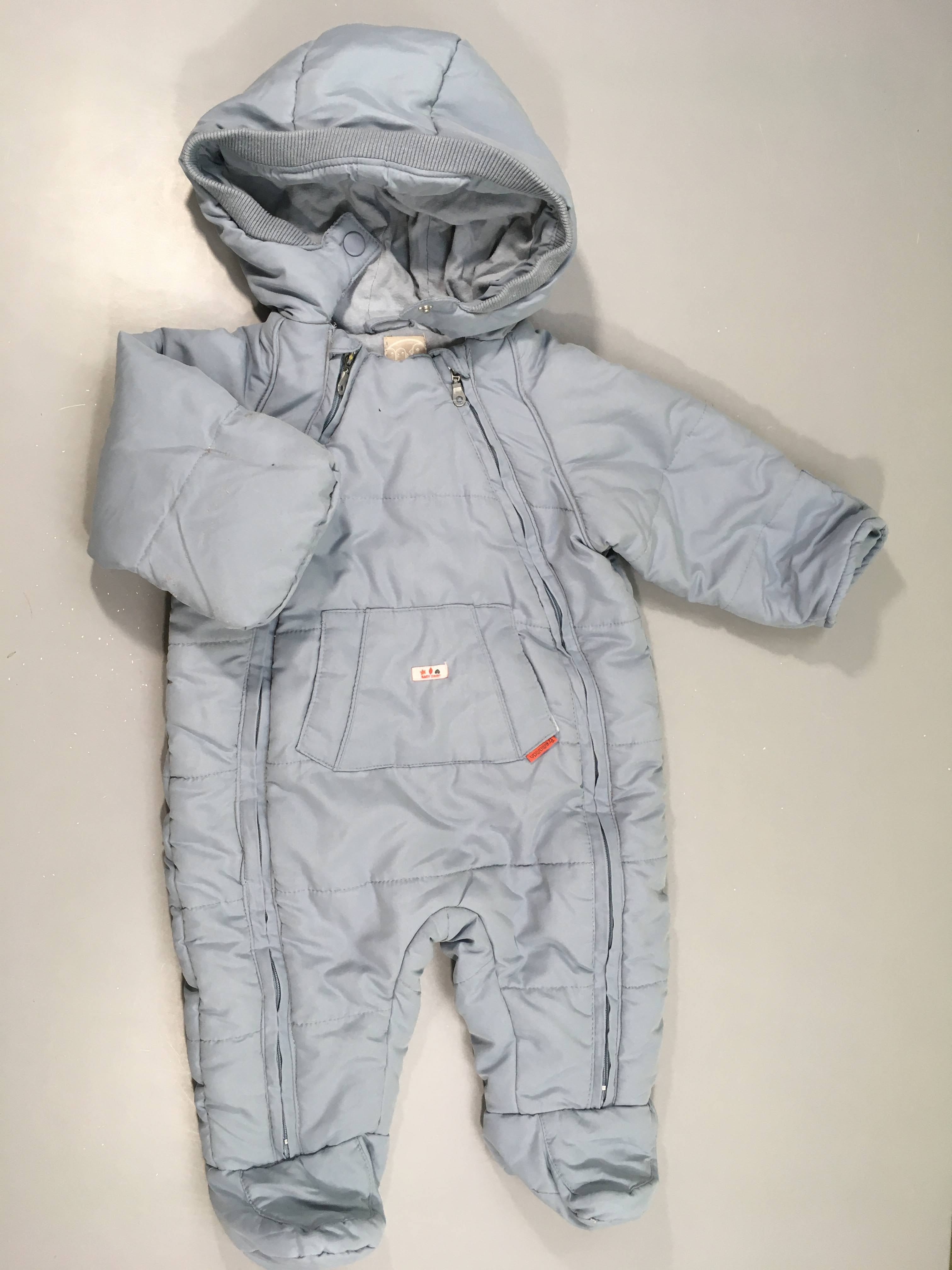 Combi pilote bleu à capuche, doublure boulochée