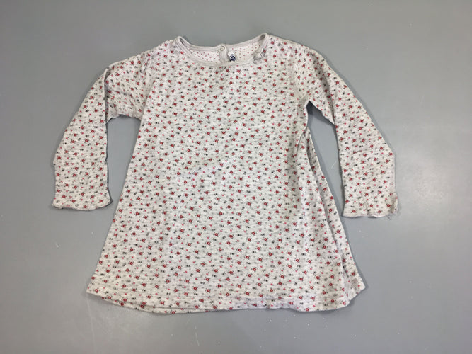 Robe m.l molleton gris fleui rouge légèrement bouloché, moins cher chez Petit Kiwi