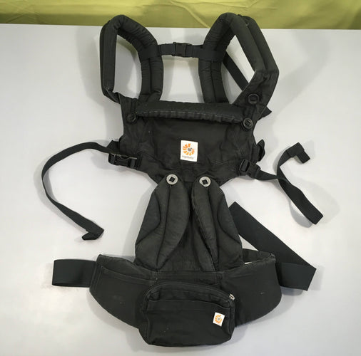 Porte-bébé Omni 360 tout-en-un - Pure Black - Ergobaby, légèrement décoloré, Ajustable, du nouveau-né à l’enfant (3,2 kg à 20 kg), moins cher chez Petit Kiwi