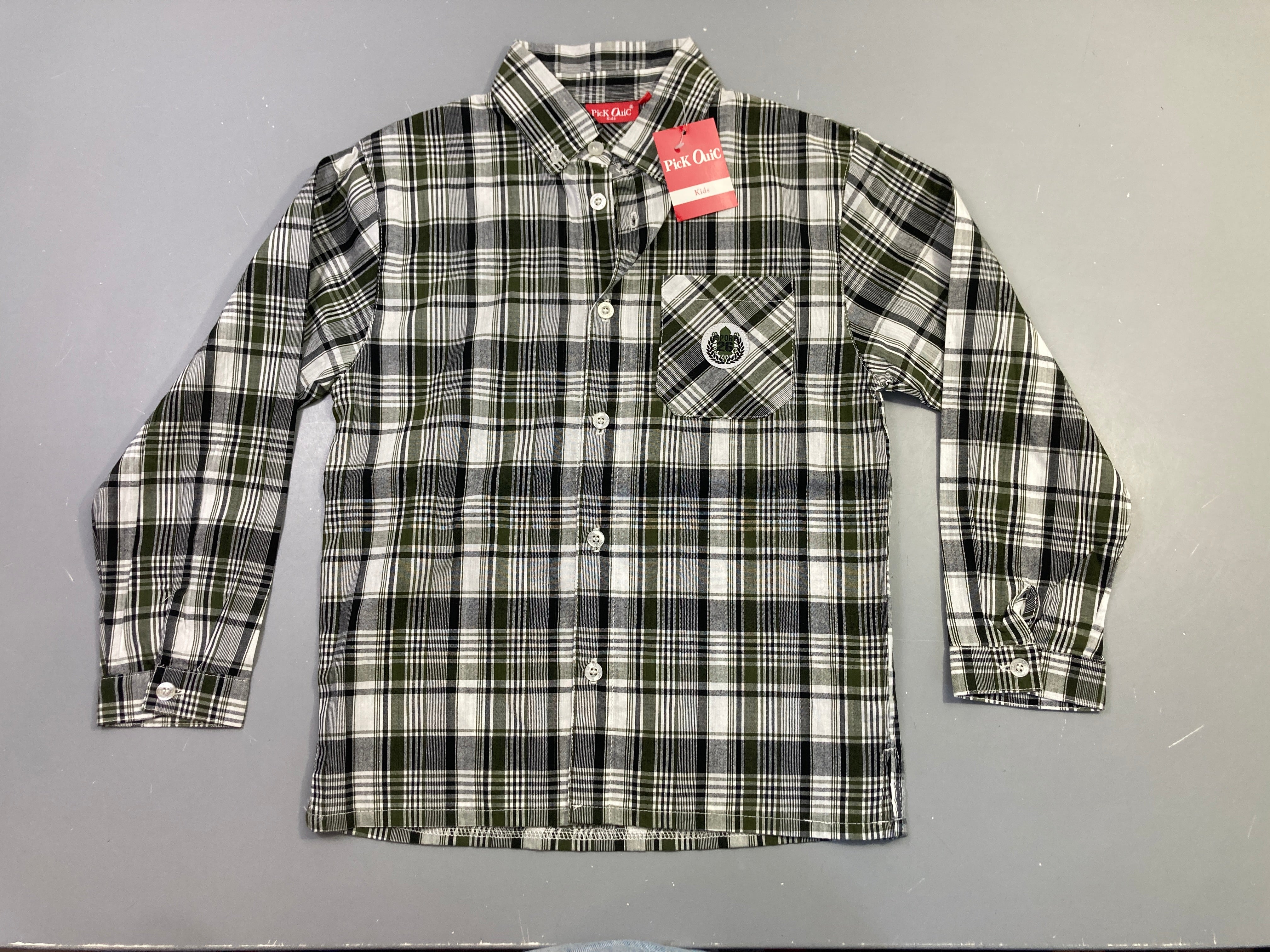 NEUF Chemise ml carreaux kaki noir
