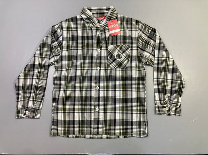 NEUF Chemise ml carreaux kaki noir, moins cher chez Petit Kiwi