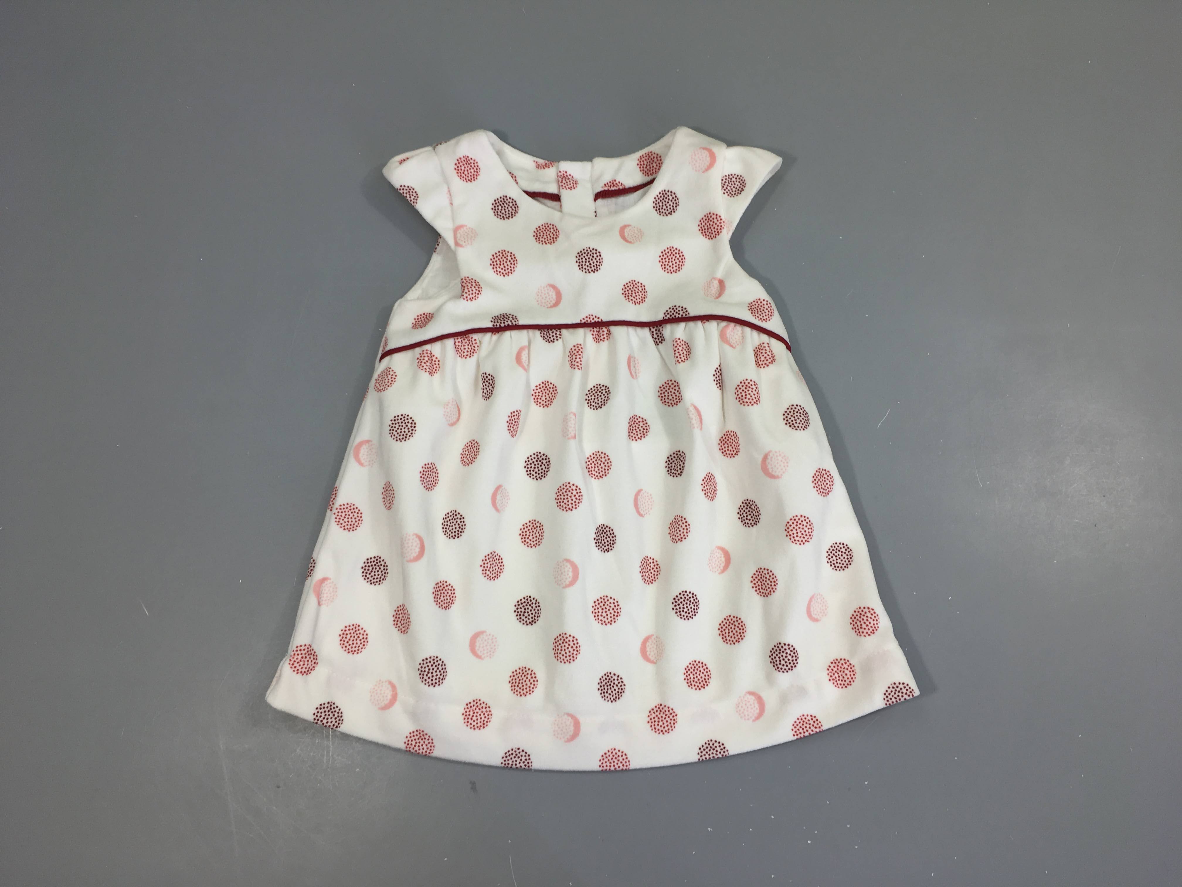 Neuf-Robe s.m velours ras blanc pois rosés