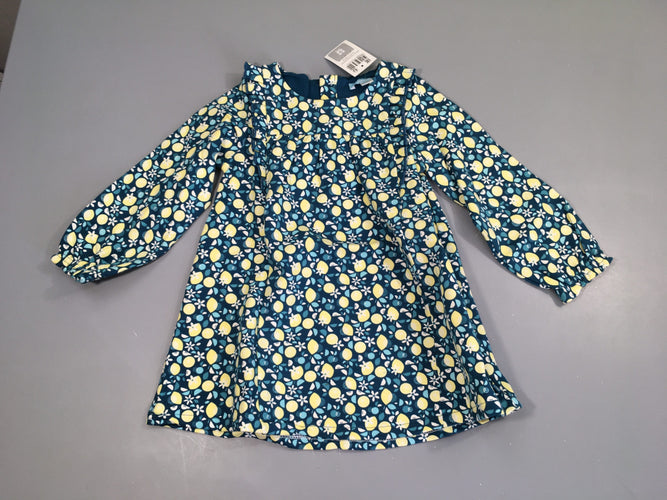 Neuf-Robe m.l molleton bleu canard citrons, moins cher chez Petit Kiwi