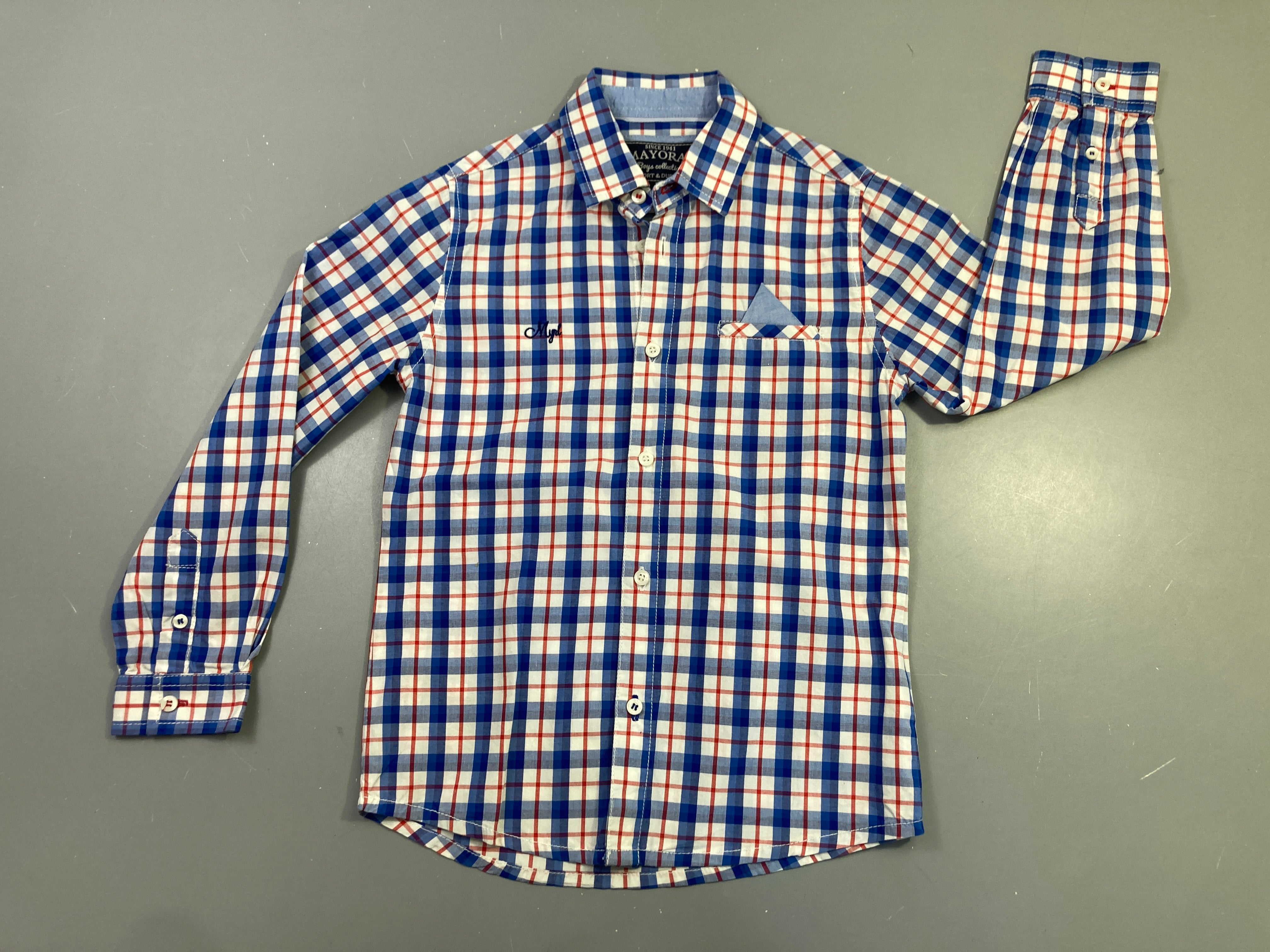 Chemise ml carreaux bleu rouge