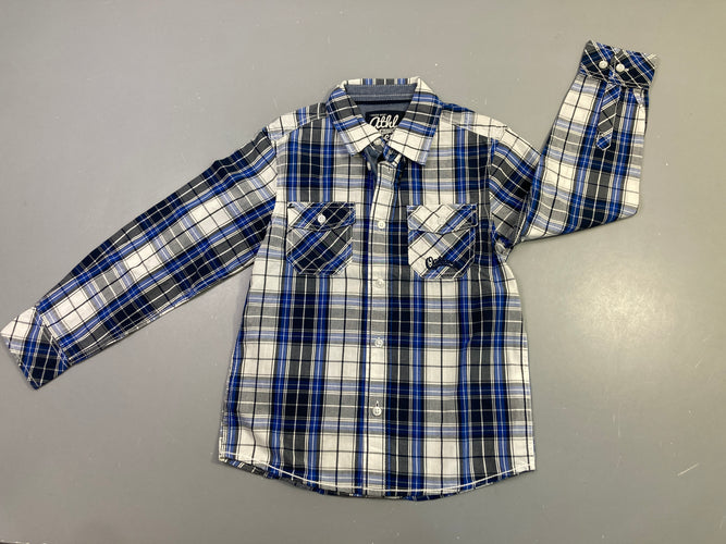 Chemise ml carreaux bleu marine, moins cher chez Petit Kiwi