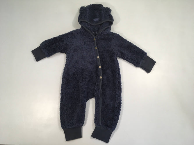 Combinaison peluche bleu marine, moins cher chez Petit Kiwi