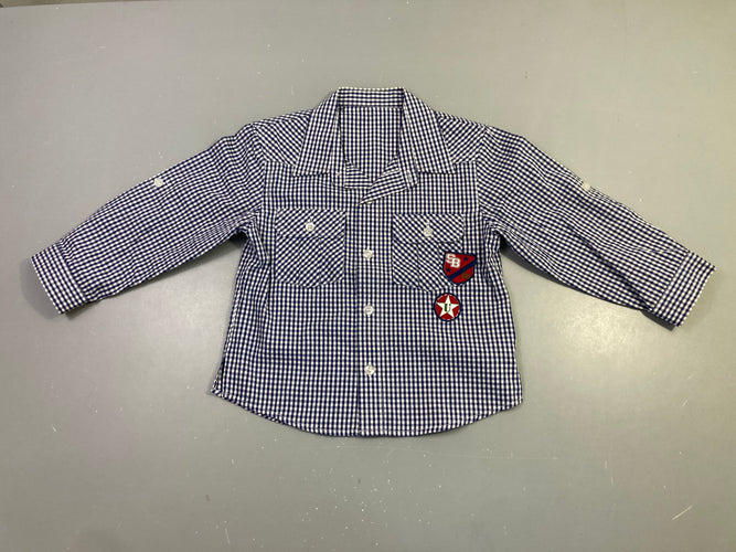 Chemise ml vichy bleu marine blanc, moins cher chez Petit Kiwi