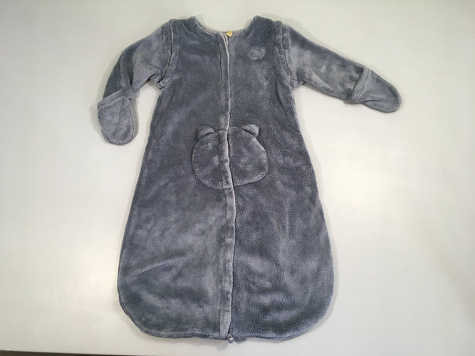 Sac de couchage velours bleu manches amovibles 70cm, moins cher chez Petit Kiwi