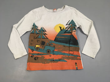 T-shirt m.l blanc véhicule montagne-Bouloché