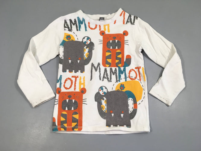T-shirt m.l blanc animaux Mamoth, moins cher chez Petit Kiwi