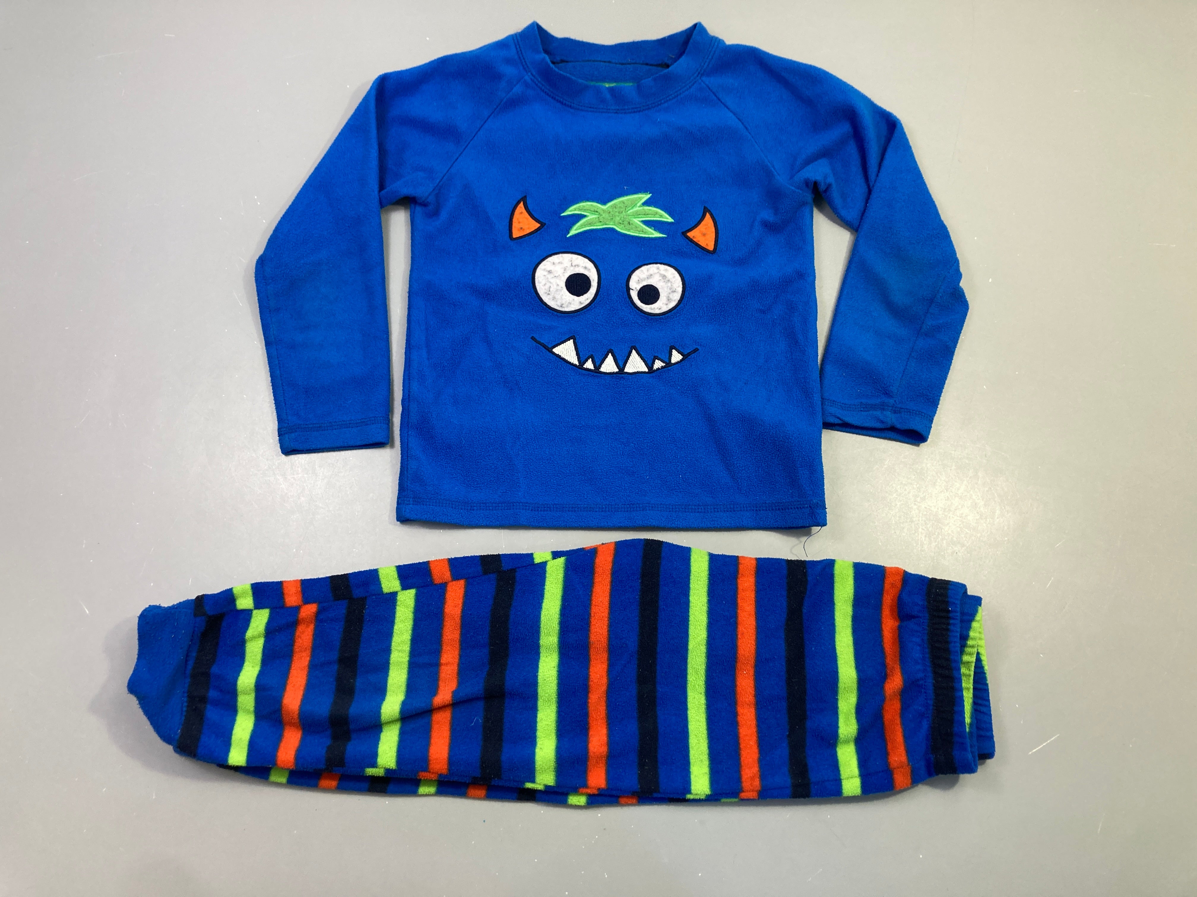 Pyjama 2 pièces polar bleu monstre rayé