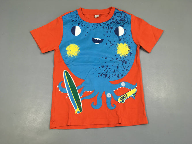 T-shirt m.c rouge poulpe bleu Skate, moins cher chez Petit Kiwi