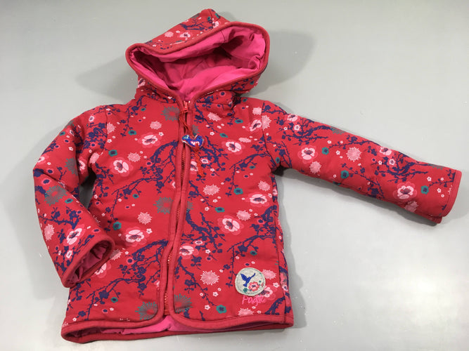 Gilet ouatiné zippé à capuche rose à fleurs "Paglie", moins cher chez Petit Kiwi