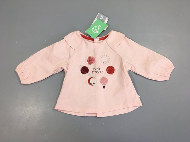 Neuf-T-shirt m.l rose ronds Moon, moins cher chez Petit Kiwi