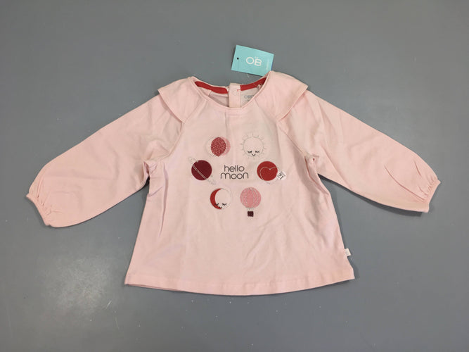 Neuf-T-shirt m.l rose ronds Moon, moins cher chez Petit Kiwi