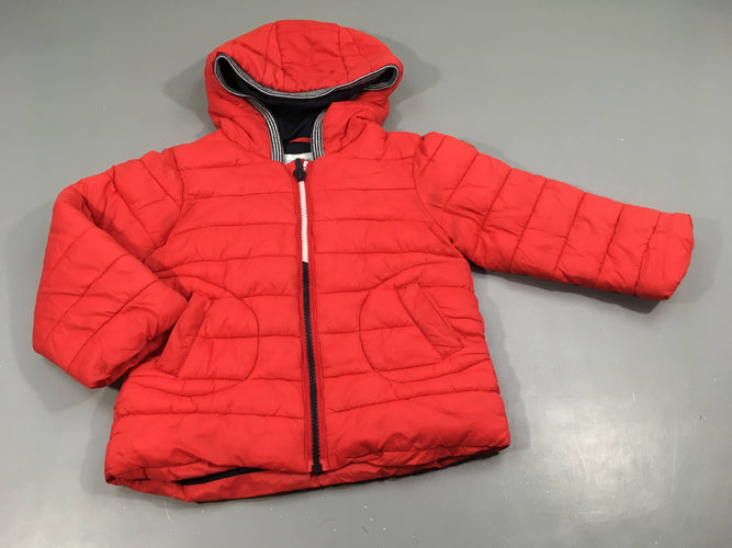 Doudoune light zipée à capuche  rouge, bleu marine, blanc, moins cher chez Petit Kiwi