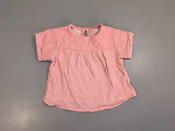 T-shirt m.c rose texturé haut, moins cher chez Petit Kiwi