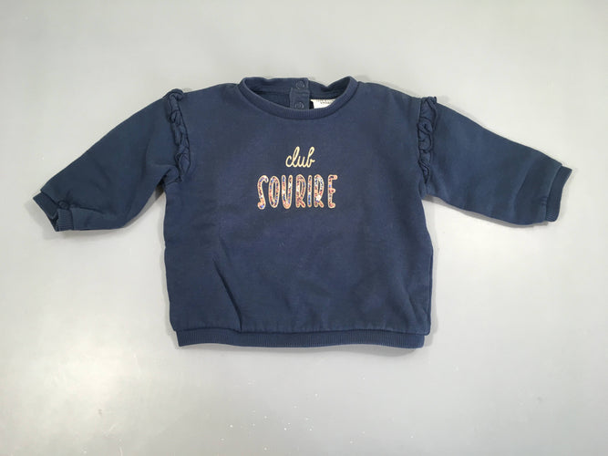 Sweat bleu foncé Sourire, moins cher chez Petit Kiwi