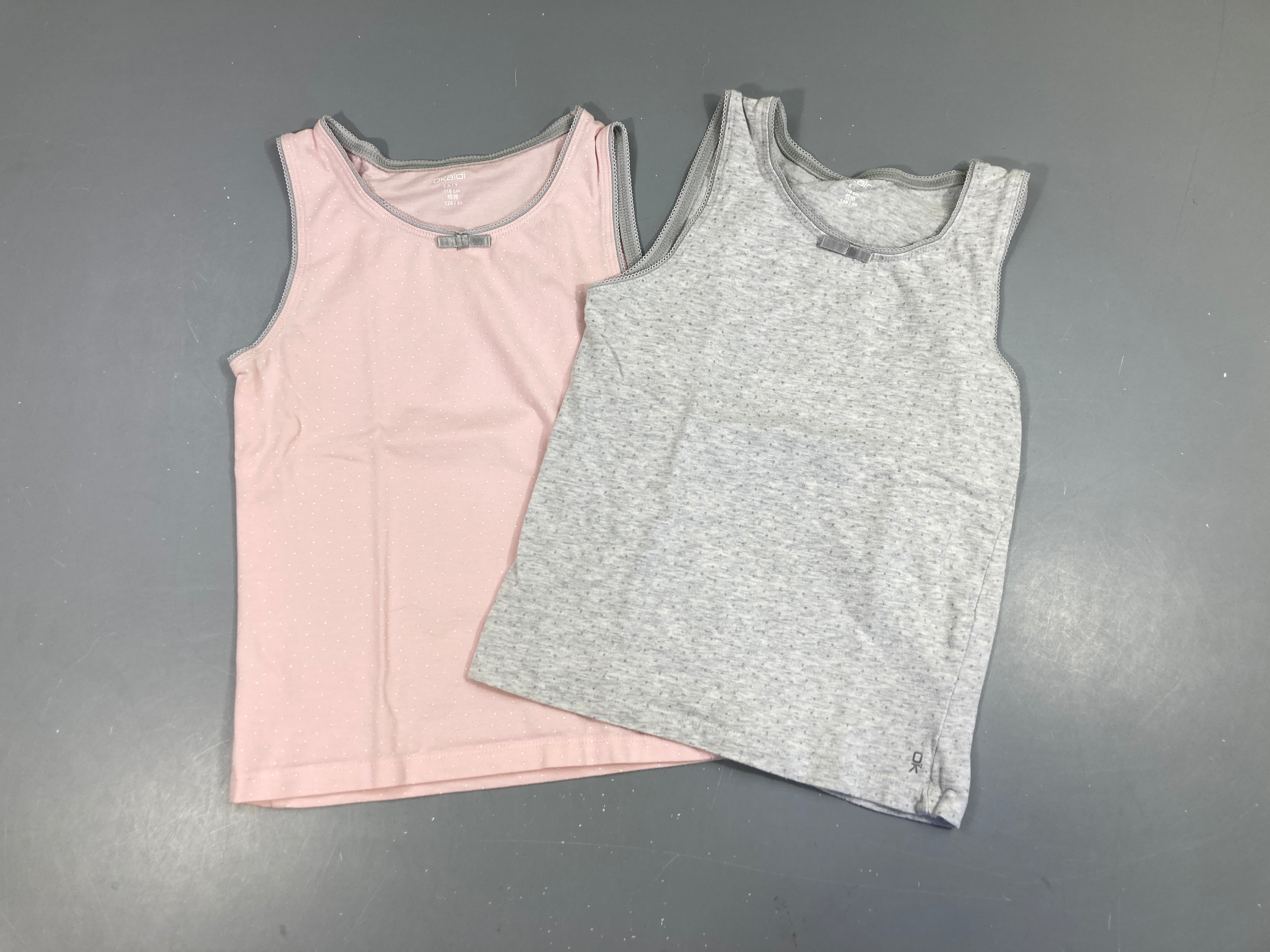 2 chemisettes s.m gris chiné/rose