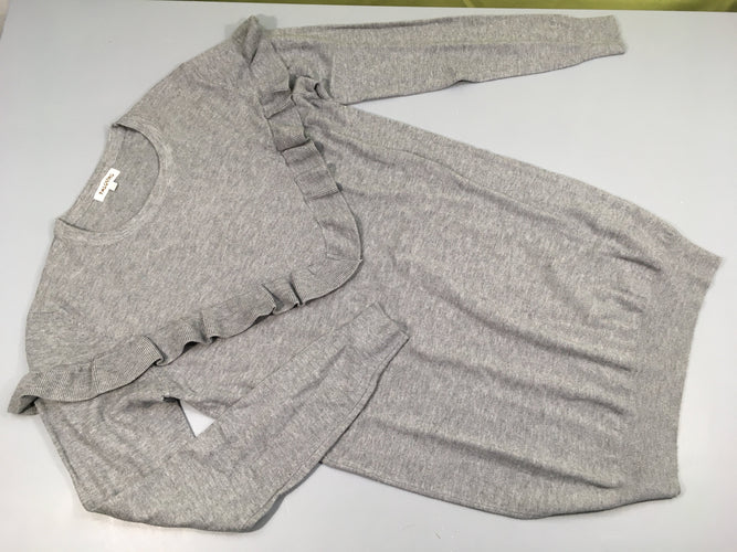 Robe m.l Pmloving gris flamé , volants, moins cher chez Petit Kiwi