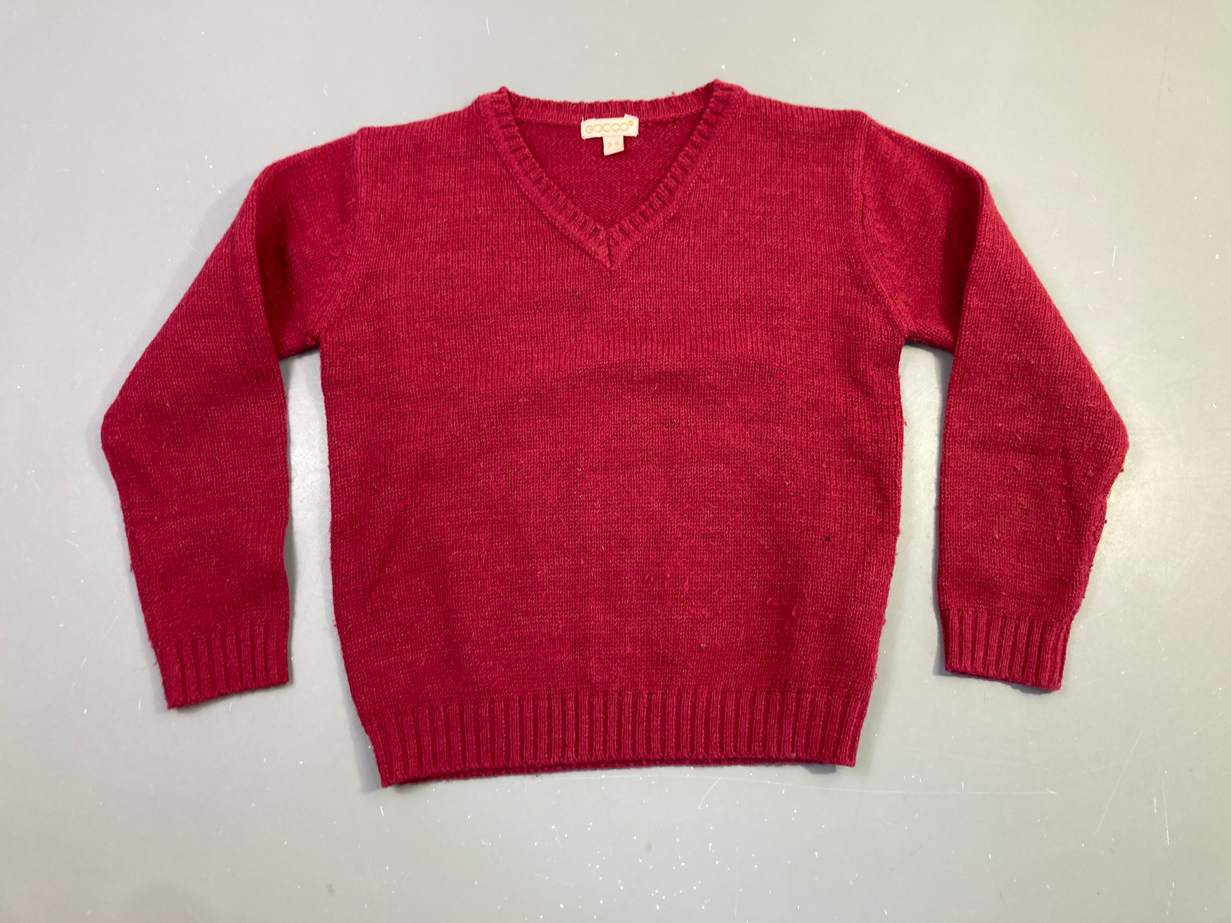 Pull col V bordeaux, 30% bouloché, Gocco