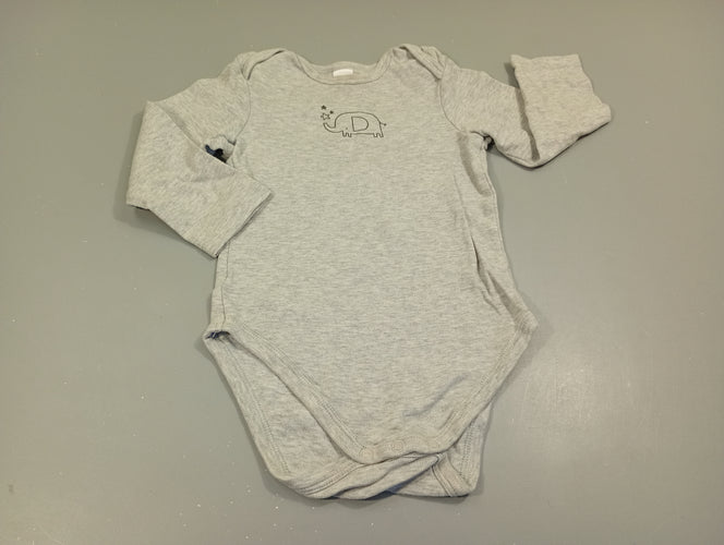 Body m.l gris clair flammé, éléphant, moins cher chez Petit Kiwi