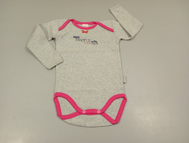 Body m.l gris flammé / rose " little panoplie", moins cher chez Petit Kiwi