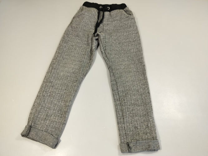 Pantalon noir et blanc à revers ,taille élastique noir., moins cher chez Petit Kiwi